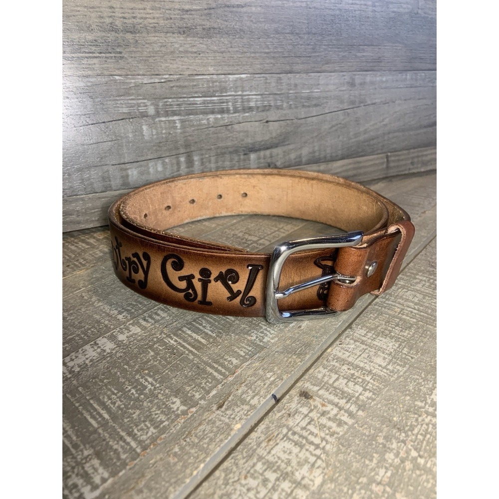 Country Girl‎ Leather Belt Horse Embossed Measures 42" From Buckle Turn To End *